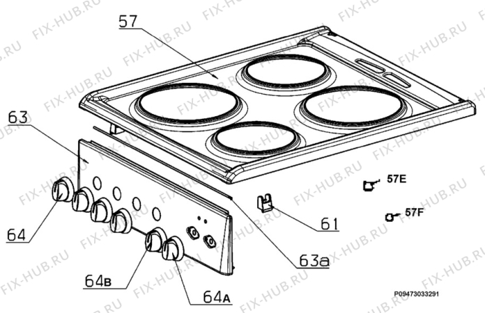 Взрыв-схема плиты (духовки) Electrolux CKE5065W - Схема узла Section 4