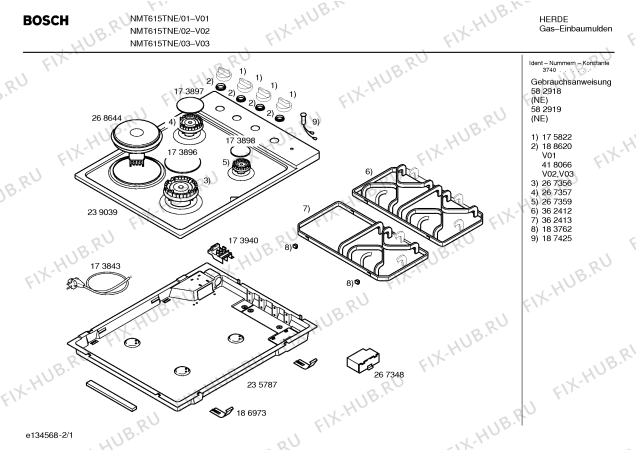 Схема №2 NMT615TNE Bosch с изображением Столешница для духового шкафа Bosch 00239039