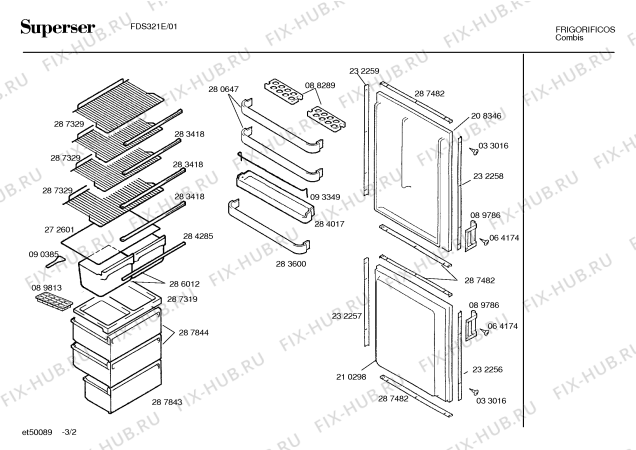Взрыв-схема холодильника Superser FDS321E FDS321 - Схема узла 02