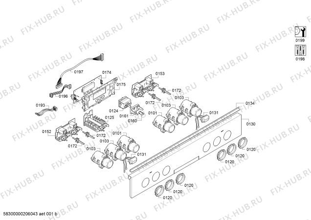Схема №6 HEB513BS1 с изображением Ручка конфорки для электропечи Bosch 10004217