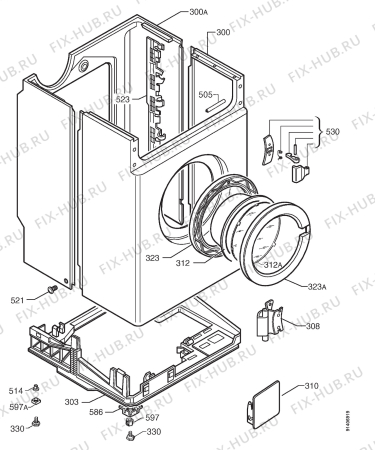 Взрыв-схема стиральной машины Corbero LS3000 - Схема узла Cabinet + armatures