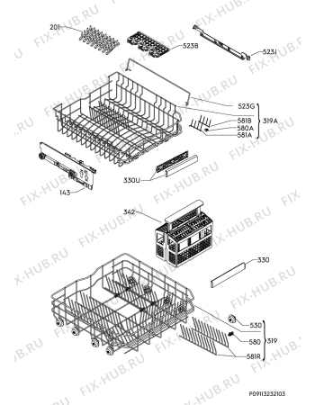 Взрыв-схема посудомоечной машины Aeg FSK51601P - Схема узла Basket 160