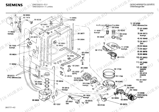 Взрыв-схема посудомоечной машины Siemens SN57202 - Схема узла 02