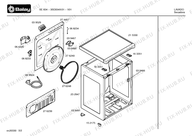 Схема №3 3SE834A SE834 с изображением Инструкция по эксплуатации для сушильной машины Bosch 00526010