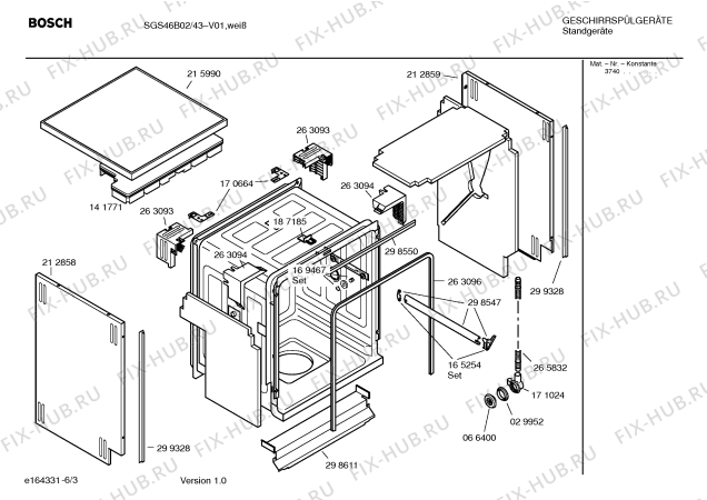 Взрыв-схема посудомоечной машины Bosch SGS46B02 - Схема узла 03