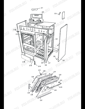 Взрыв-схема плиты (духовки) DELONGHI EEW 8542 - Схема узла 2
