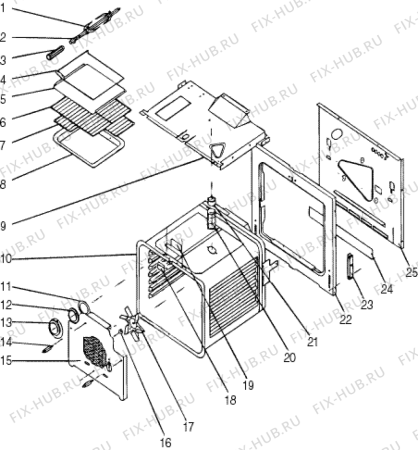 Взрыв-схема плиты (духовки) Indesit FE86 (F011311) - Схема узла