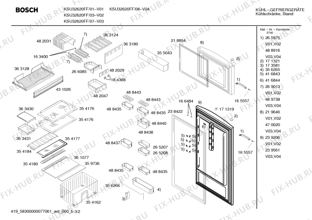 Взрыв-схема холодильника Bosch KSU32620FF - Схема узла 02