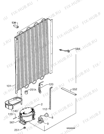 Взрыв-схема холодильника Zanussi ZKR59/39RN - Схема узла Cooling system 017