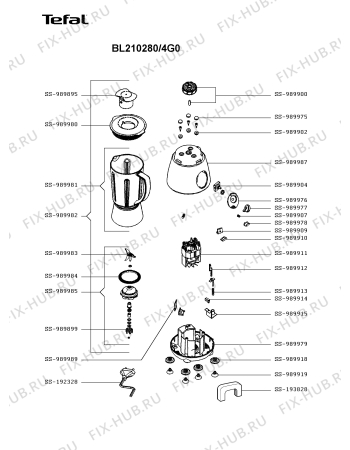 Схема №1 BL210E00/4G0 с изображением Часть корпуса для электроблендера Moulinex SS-989976