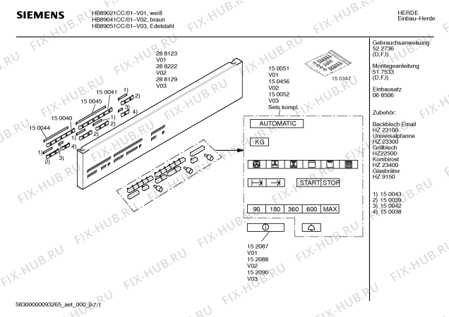 Схема №5 HB89021CC с изображением Верхняя часть корпуса для духового шкафа Siemens 00288219