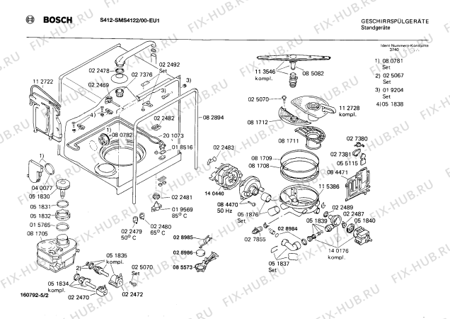 Взрыв-схема посудомоечной машины Bosch SMS4122 S412 - Схема узла 02