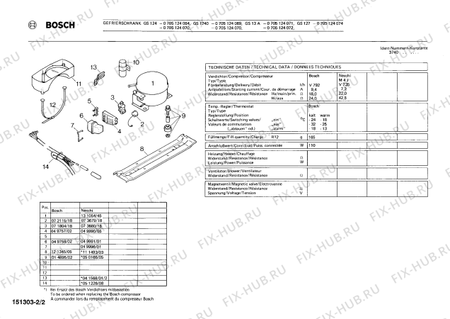 Взрыв-схема холодильника Bosch 0705124065 GS124 - Схема узла 02