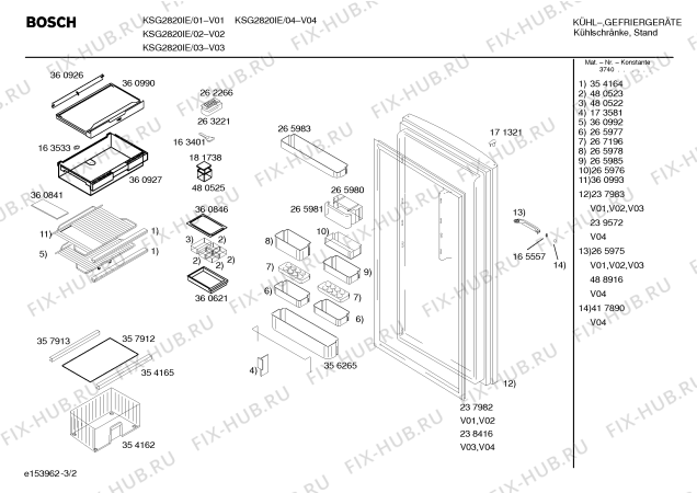 Схема №1 KSG3520NE с изображением Панель для холодильной камеры Bosch 00360995