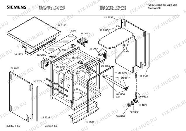 Взрыв-схема посудомоечной машины Siemens SE25A268 - Схема узла 03