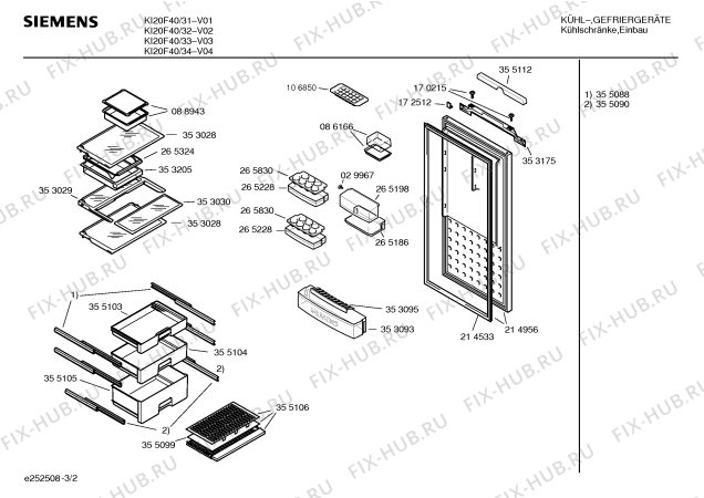 Схема №3 KI26F40 с изображением Инструкция по эксплуатации для холодильной камеры Siemens 00523570