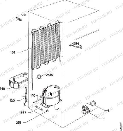 Взрыв-схема холодильника Electrolux ER2822D - Схема узла Cooling system 017