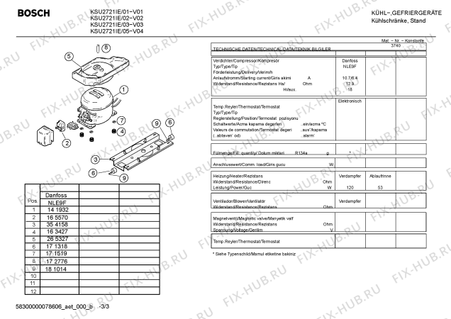 Взрыв-схема холодильника Bosch KSU2721IE - Схема узла 03