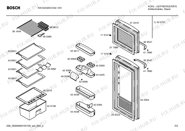 Схема №1 KSV32311 с изображением Дверь для холодильника Bosch 00242564