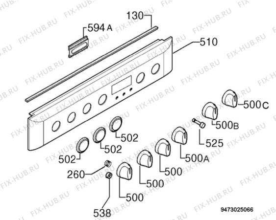 Схема №1 PW66AES с изображением Кнопка для духового шкафа Electrolux 3556125015