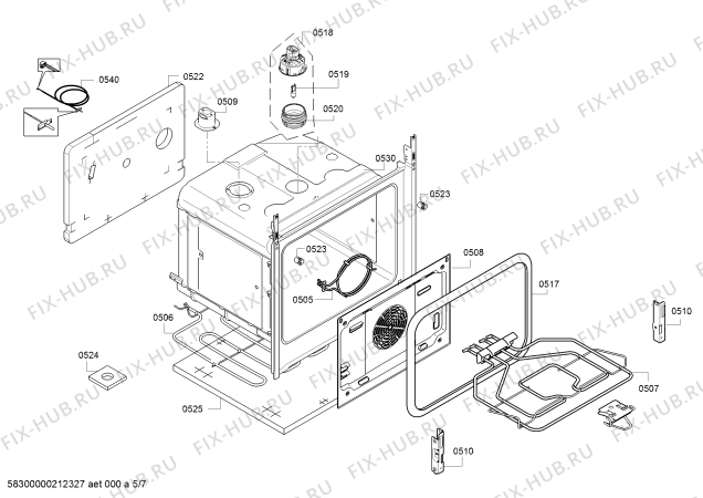 Взрыв-схема плиты (духовки) Bosch HXA090I20R - Схема узла 05