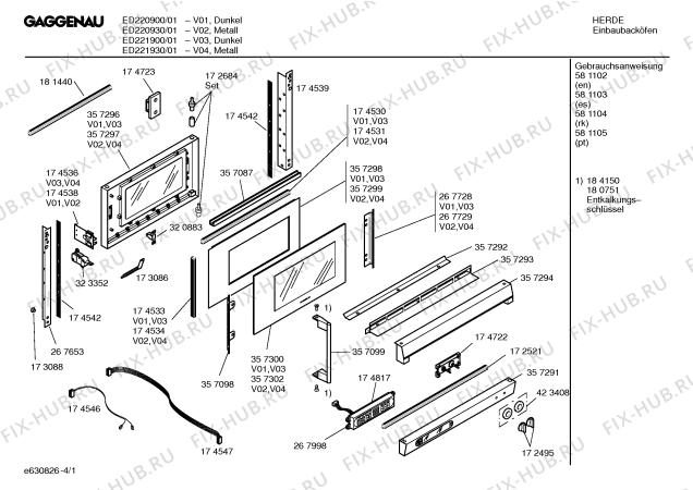 Схема №4 ED221620 с изображением Модуль управления для плиты (духовки) Bosch 00432871
