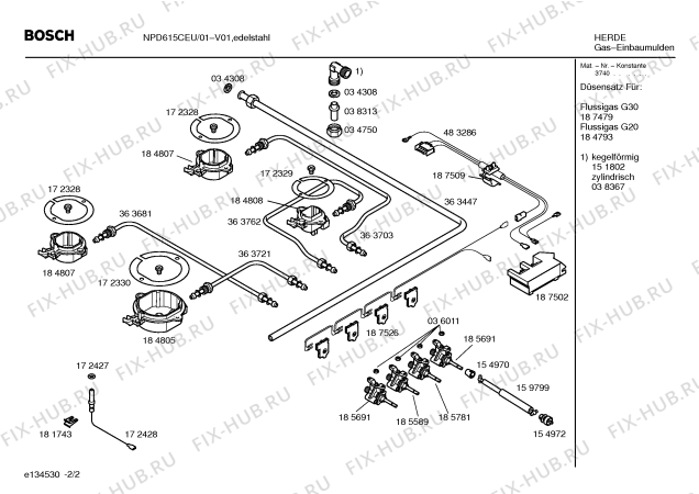 Схема №1 NPD615CNL Bosch с изображением Решетка для духового шкафа Bosch 00366390