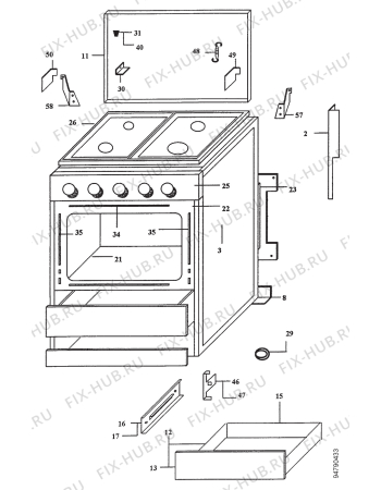 Взрыв-схема плиты (духовки) Fagor FG4MBUTANO - Схема узла Section 1