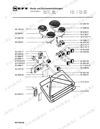 Взрыв-схема плиты (духовки) Neff 1114443807 1444/171NSGW - Схема узла 06