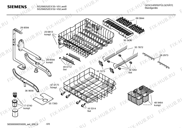 Взрыв-схема посудомоечной машины Siemens SE25M252EX - Схема узла 06