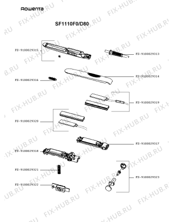 Схема №1 SF1110F0/D80 с изображением Нагревательный элемент для фена Rowenta FS-9100029319