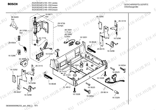 Взрыв-схема посудомоечной машины Bosch SGI53E04EU - Схема узла 05