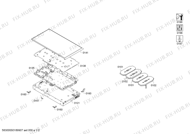 Схема №1 N53TD40N0 с изображением Стеклокерамика для электропечи Bosch 00773115