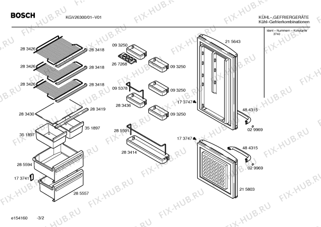 Взрыв-схема холодильника Bosch KGV26300 - Схема узла 02