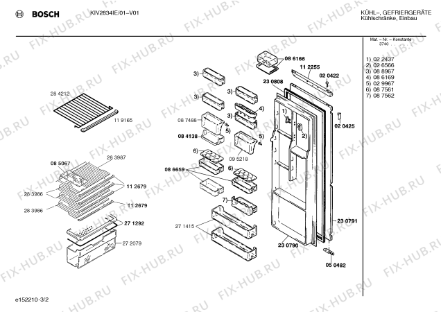 Взрыв-схема холодильника Bosch KIV2834IE - Схема узла 02