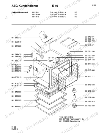 Взрыв-схема плиты (духовки) Aeg 5311E-D - Схема узла Section2