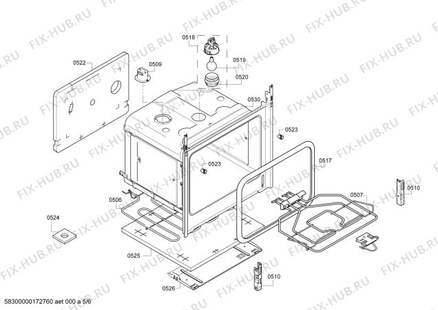 Взрыв-схема плиты (духовки) Bosch HCE744223R - Схема узла 05