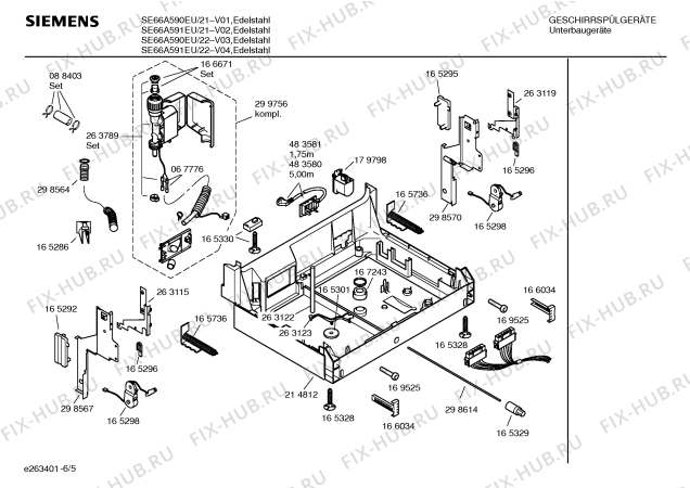 Схема №4 SE65A560GB с изображением Инструкция по эксплуатации для электропосудомоечной машины Siemens 00581121