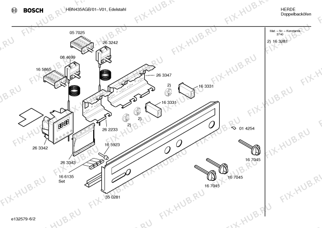 Схема №2 HBN435AGB с изображением Ручка управления духовкой для электропечи Bosch 00167045