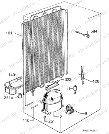Взрыв-схема холодильника Blomberg KI1231 - Схема узла Cooling system 017