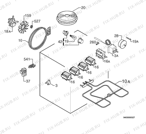 Взрыв-схема плиты (духовки) Zanussi Electrolux ZCE640W - Схема узла Electrical equipment 268