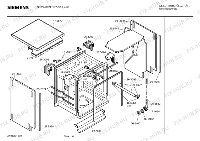 Взрыв-схема посудомоечной машины Siemens SE25M270FF - Схема узла 03