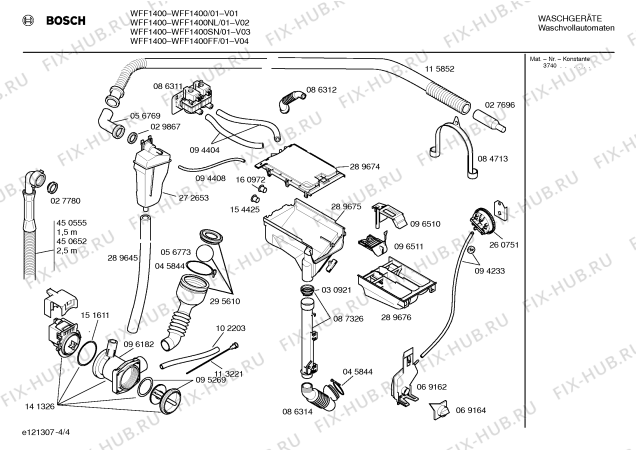 Взрыв-схема стиральной машины Bosch WFF1400NL, WFF1400 - Схема узла 04