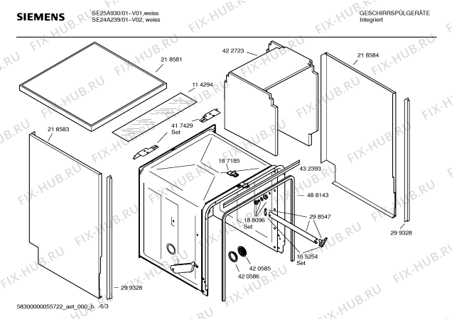 Взрыв-схема посудомоечной машины Siemens SE24A239 - Схема узла 03