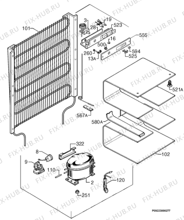 Взрыв-схема холодильника Electrolux EU6222 - Схема узла Cooling system 017