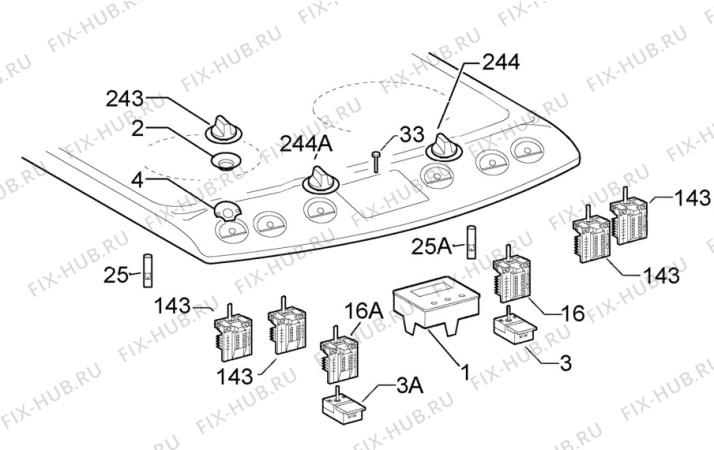 Взрыв-схема плиты (духовки) Electrolux EKC603600W - Схема узла Command panel 037