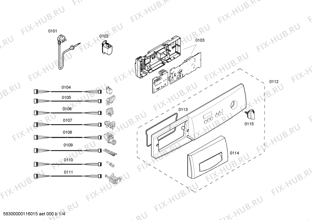 Схема №2 WAA20270CE с изображением Панель управления для стиралки Bosch 00664961