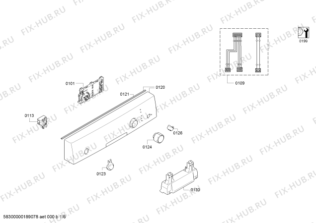 Схема №5 SPS40E02EU с изображением Передняя панель для посудомойки Bosch 00745088