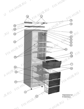 Взрыв-схема холодильника Zanussi ZRB327WO - Схема узла Housing 001