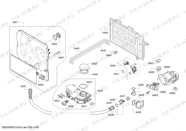 Взрыв-схема посудомоечной машины Bosch SKE53M05AU - Схема узла 04